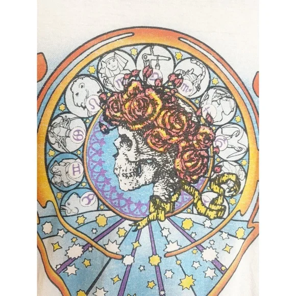 Vintage 2003 Grateful Dead Liquid Blue Tie Dye T-Shirt | Skeleton & Roses | XL - Picture 8 of 11